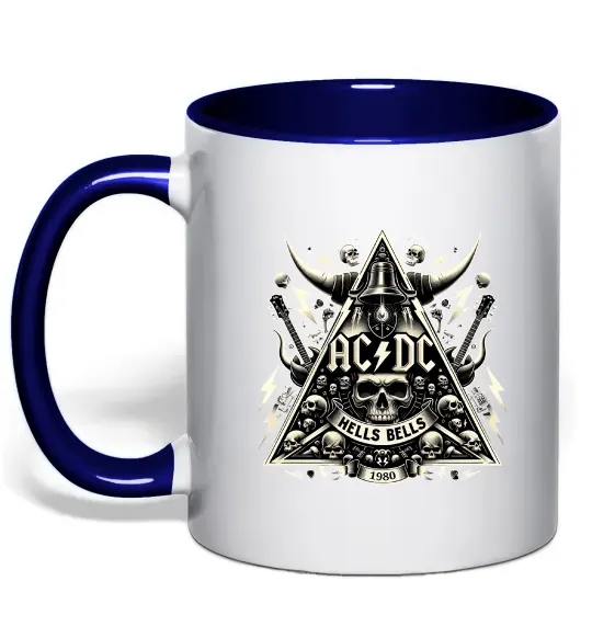 Чашка з кольоровою ручкою Hells bells print Глибокий темно-синій фото