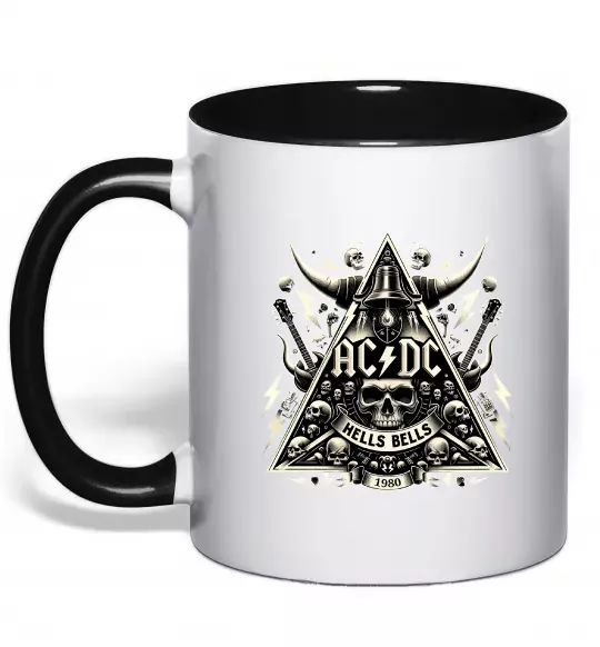 Чашка з кольоровою ручкою Hells bells print Чорний фото