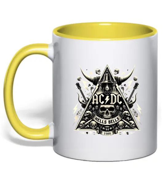 Чашка з кольоровою ручкою Hells bells print Лимонний фото