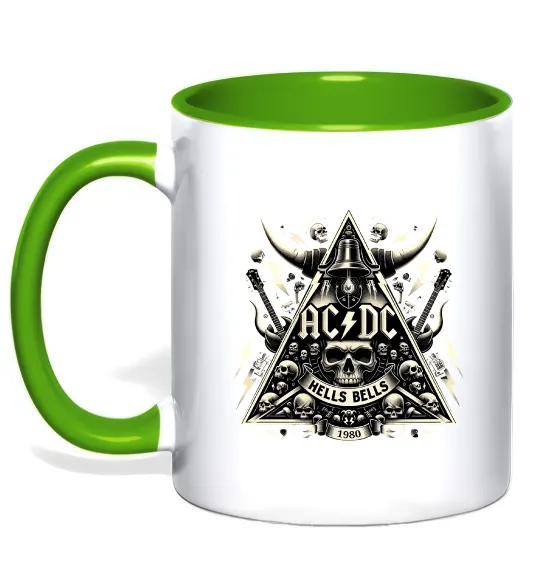 Чашка з кольоровою ручкою Hells bells print Лаймовий фото