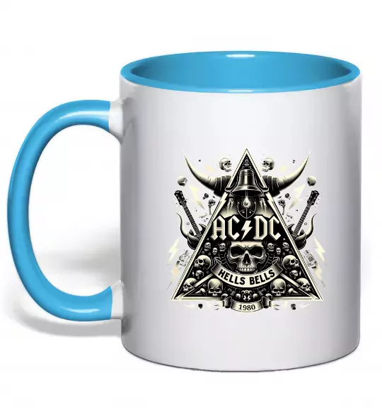 Чашка з кольоровою ручкою Hells bells print Блакитний фото