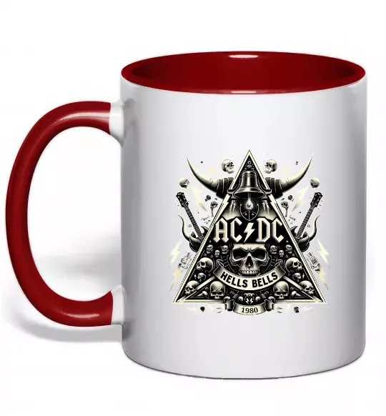 Чашка з кольоровою ручкою Hells bells print Червоний фото