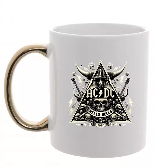 Чашка з кольоровою ручкою Hells bells print Золото фото