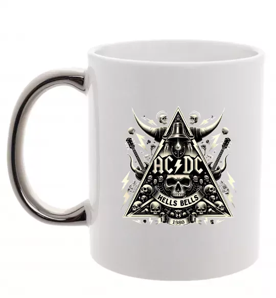 Чашка з кольоровою ручкою Hells bells print Срібло фото
