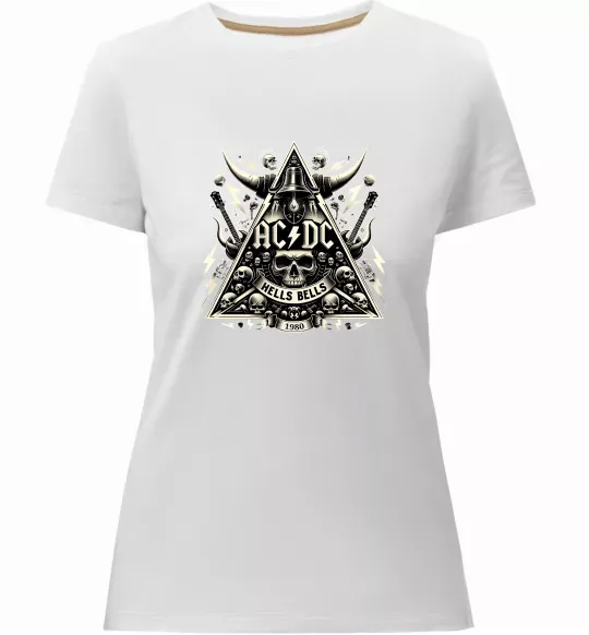 Женская премиум футболка Hells bells print Белый фото