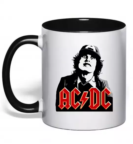 Чашка с цветной ручкой Angus Young AC/DC Черный фото