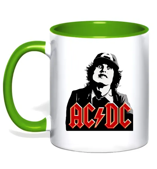 Чашка з кольоровою ручкою Angus Young AC/DC Лаймовий фото