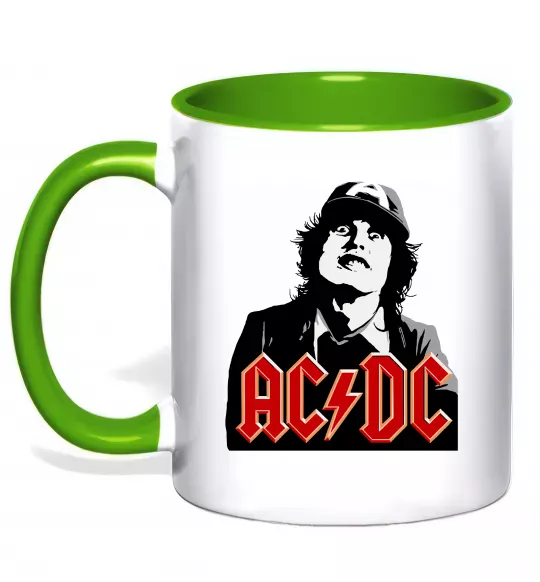 Чашка с цветной ручкой Angus Young AC/DC Зеленый фото