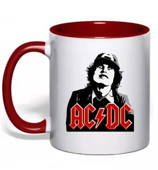 Чашка с цветной ручкой Angus Young AC/DC Красный фото