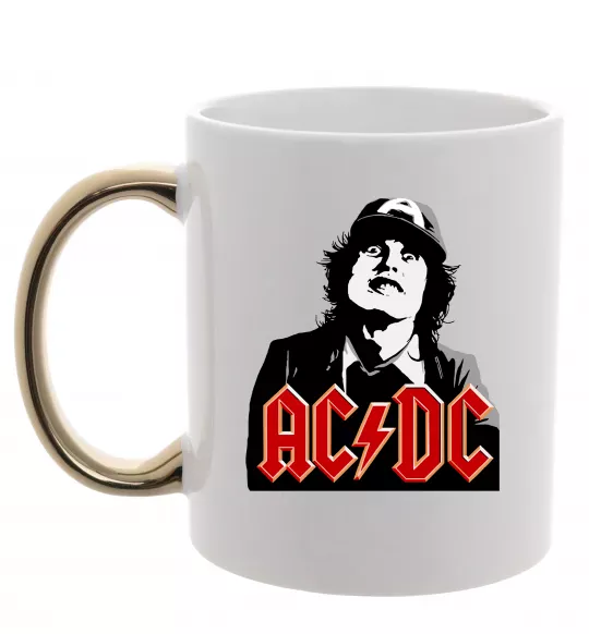 Чашка с цветной ручкой Angus Young AC/DC Золото фото