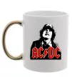 Чашка с цветной ручкой Angus Young AC/DC Золото фото