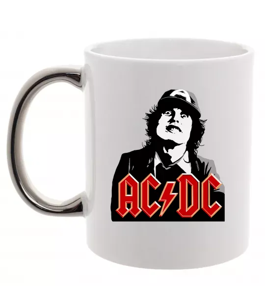 Чашка с цветной ручкой Angus Young AC/DC Серебро фото