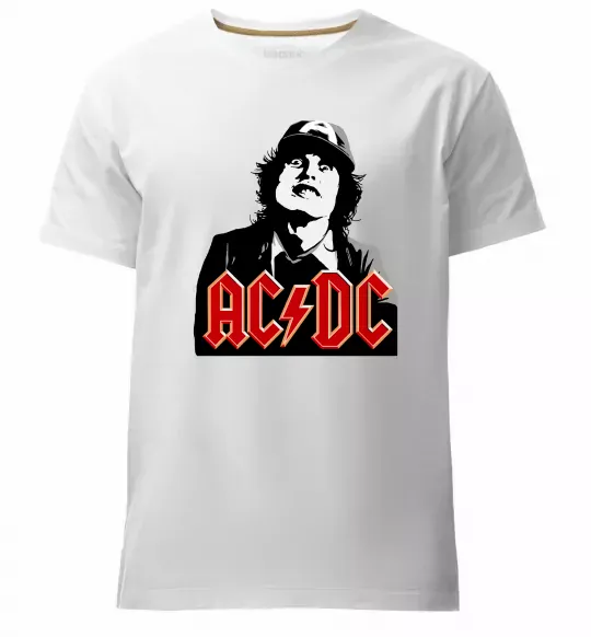 Мужская премиум футболка Angus Young AC/DC Белый фото
