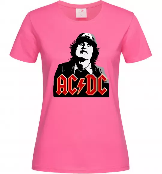 Женская футболка Angus Young AC/DC Ярко-розовый фото