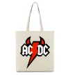 Еко-сумка AC/DC блискавка з рогами Бежевий фото