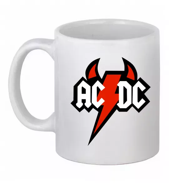Чашка керамическая AC/DC блискавка з рогами Белый фото