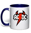 Чашка з кольоровою ручкою AC/DC блискавка з рогами Глибокий темно-синій фото