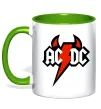 Чашка с цветной ручкой AC/DC блискавка з рогами Лаймовый фото