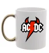 Чашка з кольоровою ручкою AC/DC блискавка з рогами Золото фото
