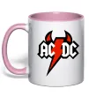 Чашка з кольоровою ручкою AC/DC блискавка з рогами Ніжно рожевий фото