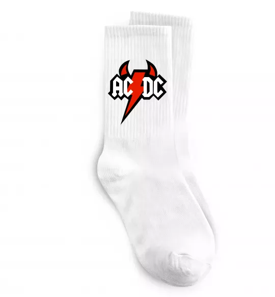 Носки AC/DC блискавка з рогами Белый фото