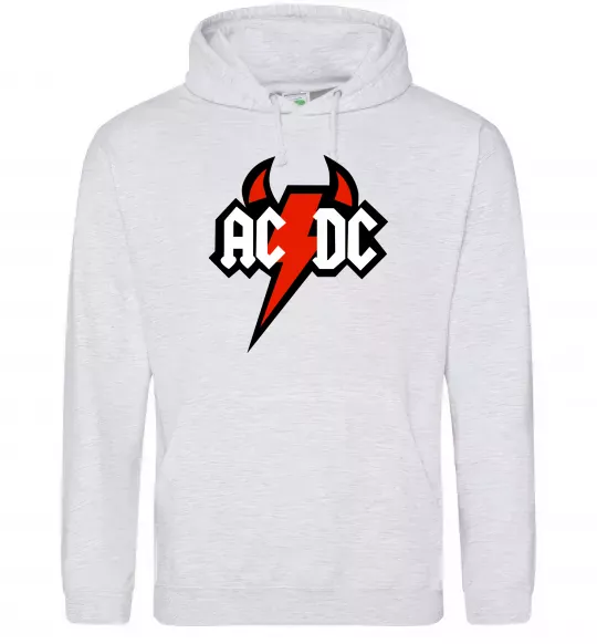 Мужская толстовка (худи) AC/DC блискавка з рогами Серый меланж фото