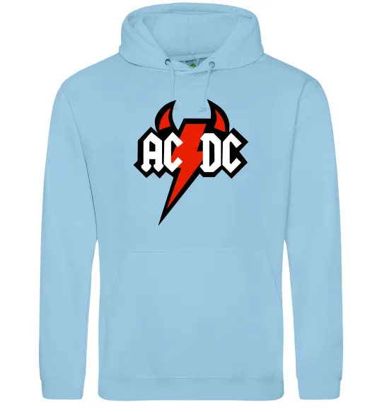 Мужская толстовка (худи) AC/DC блискавка з рогами Голубой фото