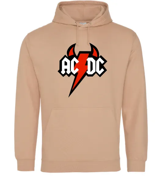 Жіноча толстовка (худі) AC/DC блискавка з рогами Пісочний фото
