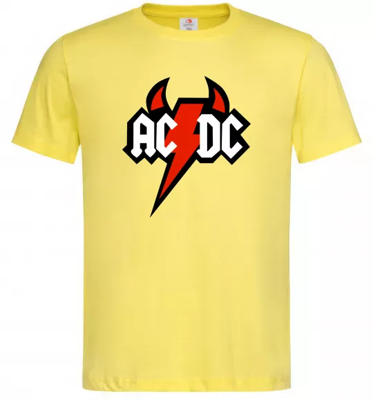 Мужская футболка AC/DC блискавка з рогами Лимонный фото