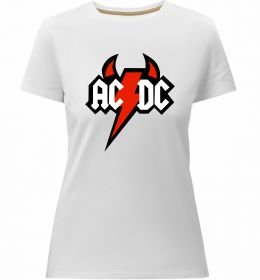 Жіноча преміум футболка AC/DC блискавка з рогами Жіноча преміум футболка AC/DC блискавка з рогами