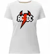 Жіноча преміум футболка AC/DC блискавка з рогами Білий фото