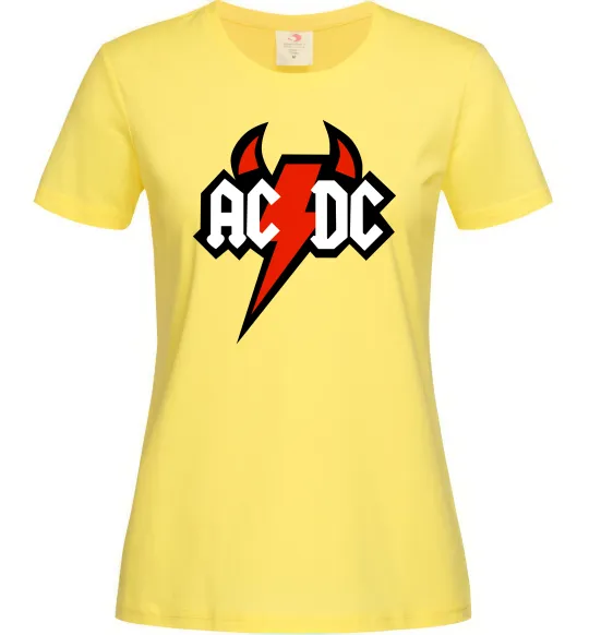 Женская футболка AC/DC блискавка з рогами Лимонный фото