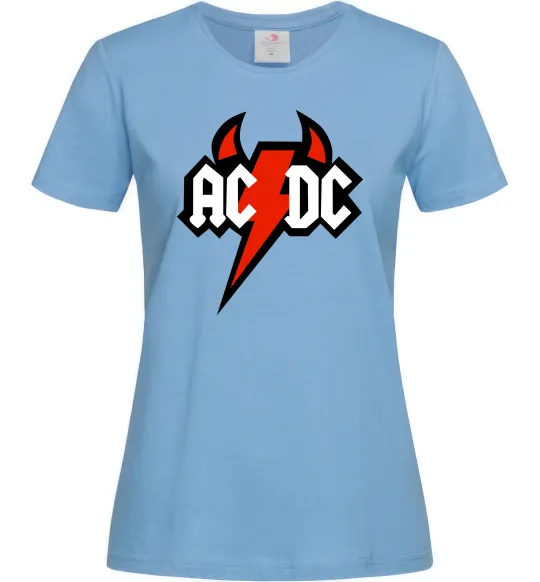 Женская футболка AC/DC блискавка з рогами Голубой фото