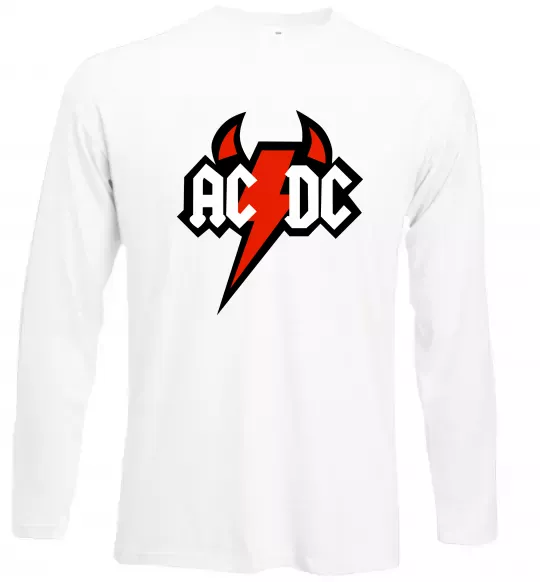 Лонгслив AC/DC блискавка з рогами Белый фото