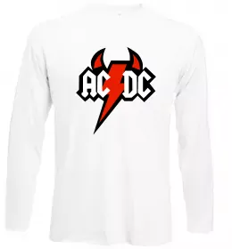 Лонгслів AC/DC блискавка з рогами Білий фото