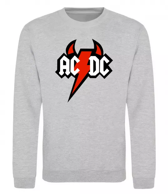 Свитшот AC/DC блискавка з рогами Серый меланж фото