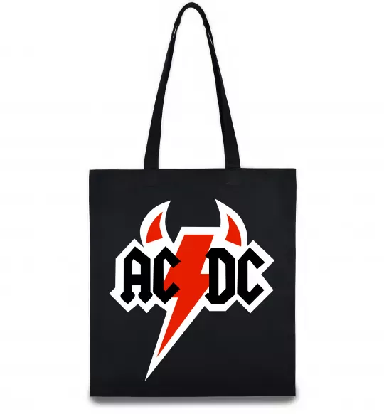 Еко-сумка AC/DC блискавка з рогами Чорний фото