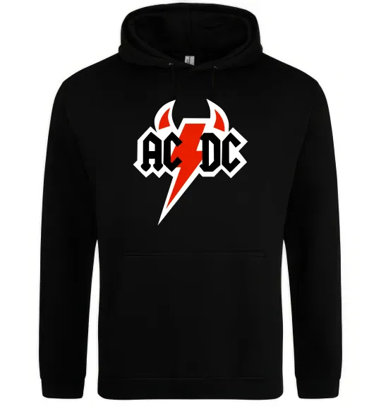 Мужская толстовка (худи) AC/DC блискавка з рогами Черный фото