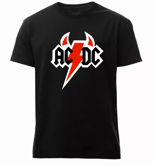 Чоловіча преміум футболка AC/DC блискавка з рогами Чорний фото