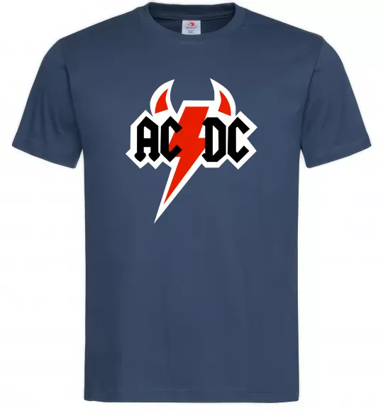 Мужская футболка AC/DC блискавка з рогами Темно-синий фото