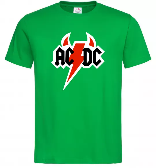 Мужская футболка AC/DC блискавка з рогами Зеленый фото
