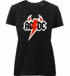 Жіноча преміум футболка AC/DC блискавка з рогами Чорний фото