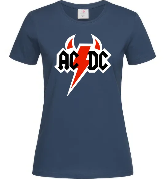 Женская футболка AC/DC блискавка з рогами Темно-синий фото