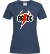 Женская футболка AC/DC блискавка з рогами Темно-синий Женская футболка AC/DC блискавка з рогами Темно-синий фото
