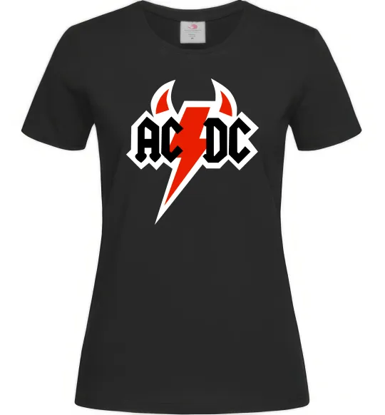 Женская футболка AC/DC блискавка з рогами Черный фото