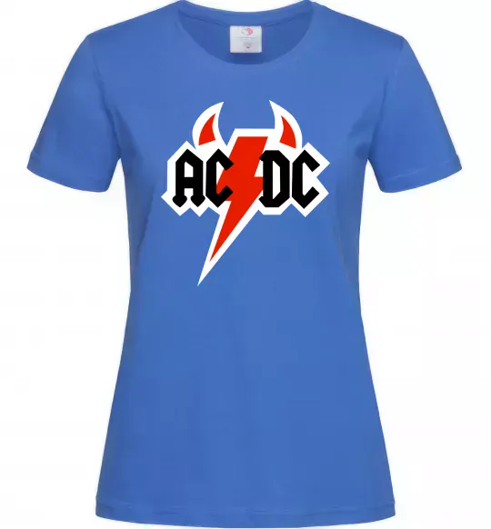Женская футболка AC/DC блискавка з рогами Ярко-синий фото