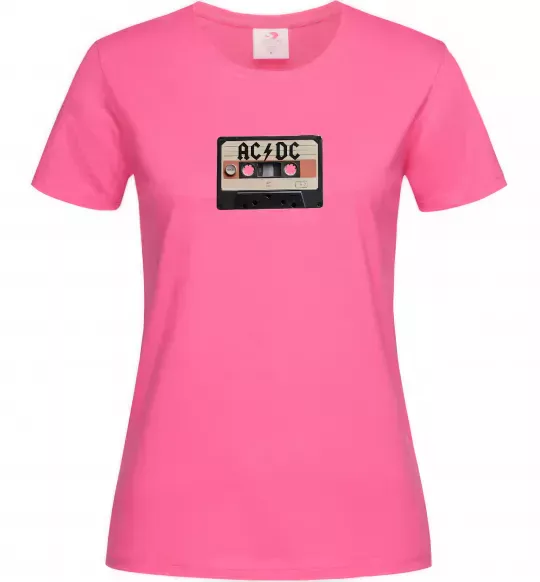 Жіноча футболка AC/DC Casette Яскраво-рожевий фото