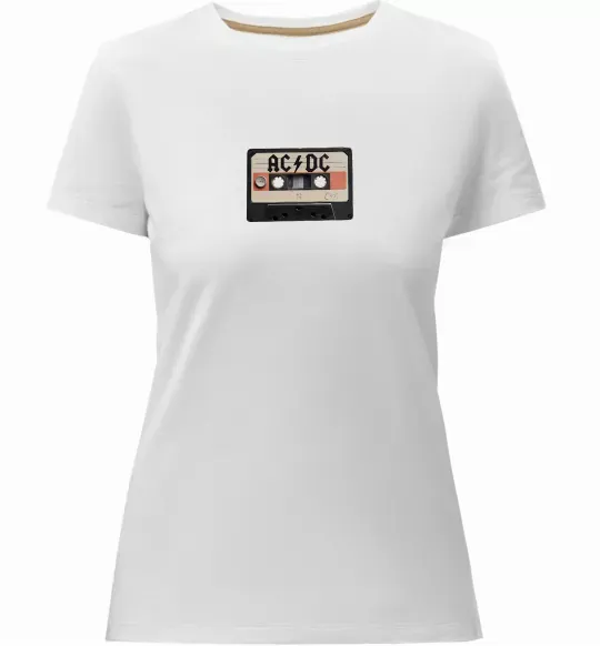 Женская премиум футболка AC/DC Casette Белый фото