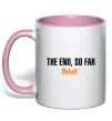 Чашка з кольоровою ручкою Slipknot The end so far Ніжно рожевий фото