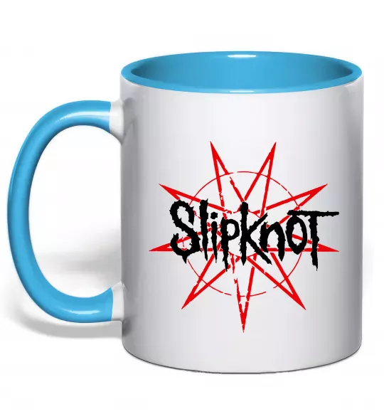 Чашка з кольоровою ручкою Slipknot Блакитний фото